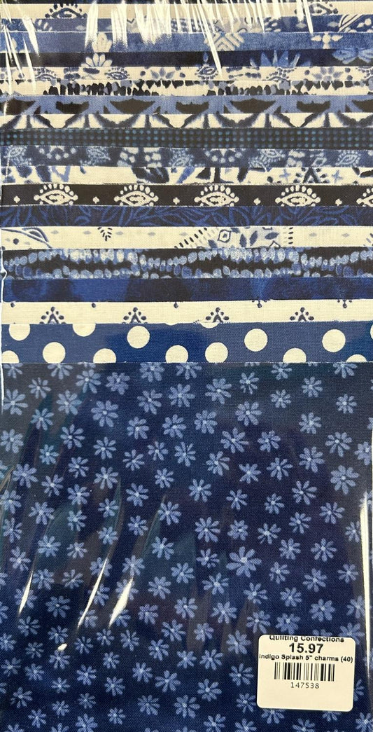 Indigo Splash 5"Sq Charms (40)