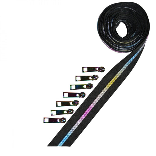 3yds of Zipper (Black-Rainbow)