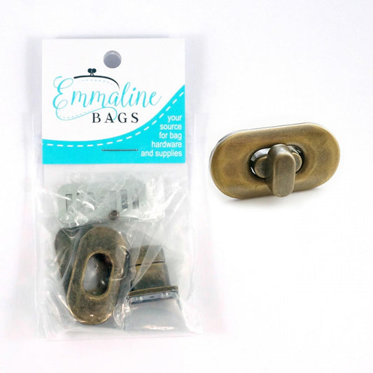 Small Turn Lock, Antique Brass