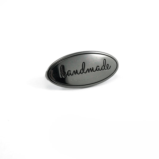 Oval Handmade Label Gunmetal